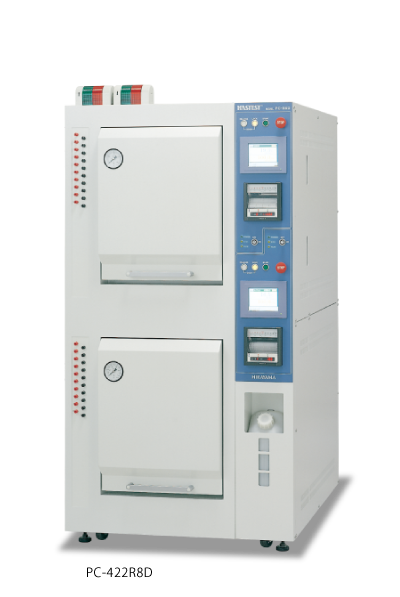 Hirayama PC-R8D Dual HAST Chamber (PC-304R8D / PC-422R8D) 1 Hirayama PC-R8D dual HAST chamber PC-304R8D and PC-422R8D two-vessel configuration from Hastest Solutions